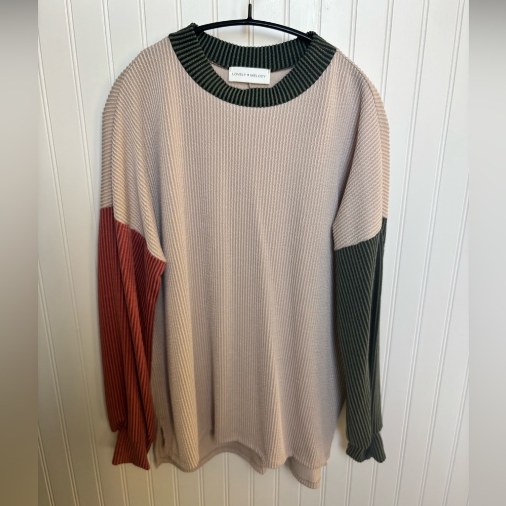 Lovely Melody Color Block Ribbed Top